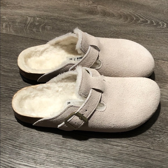 Birkenstock women’s Boston Shearling Slippers - Cream - Picture 10 of 14